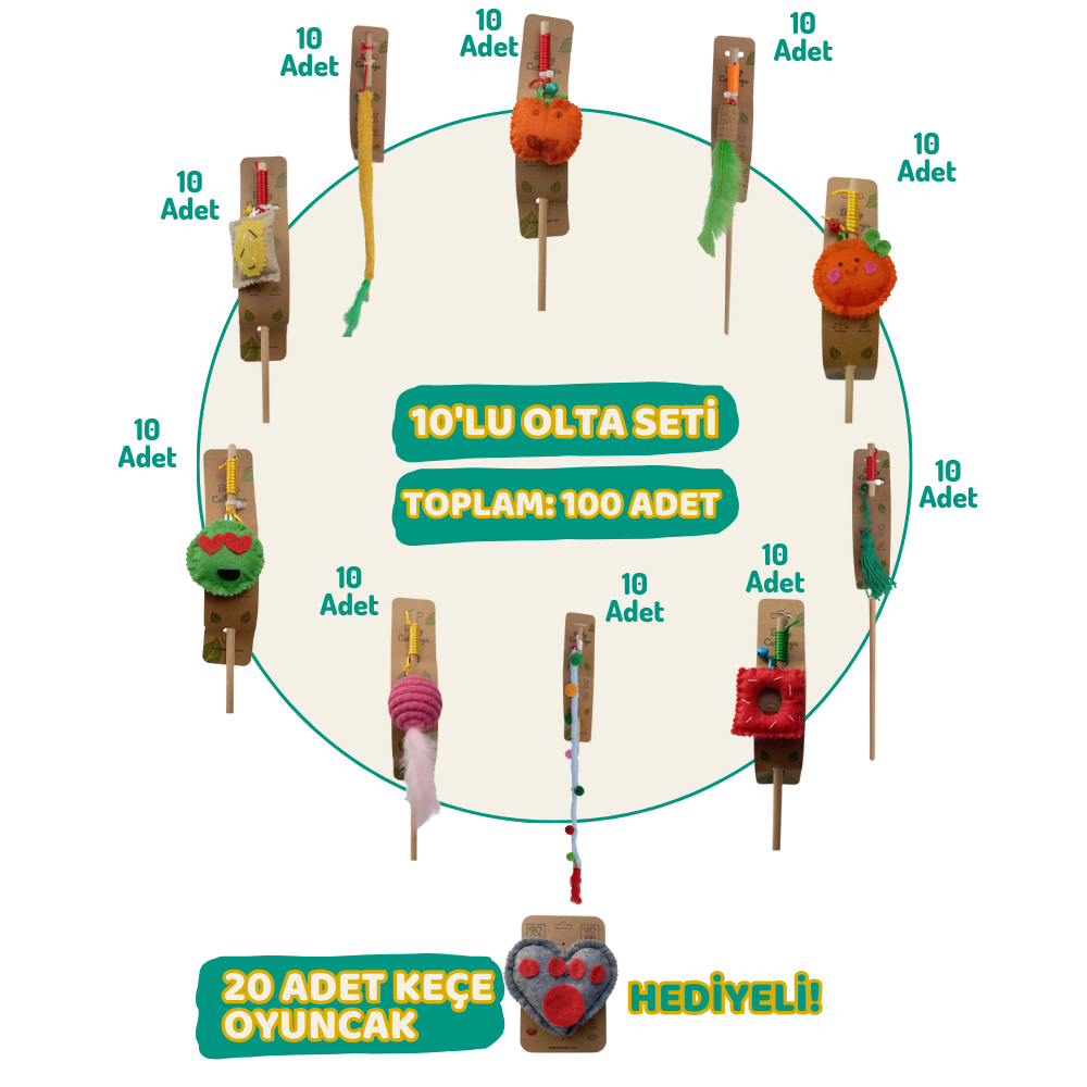 10'lu Kedi Olta Oyuncak Seti